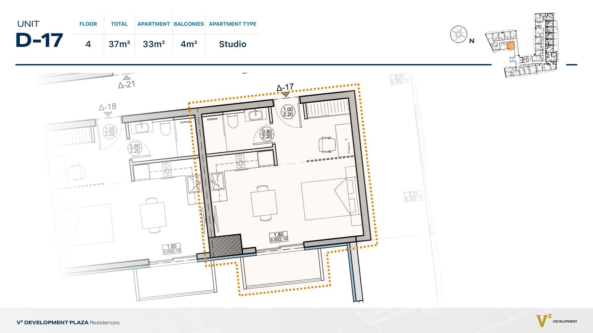 Indicative 2D floor plan — Unit D-17, V² Development Plaza
