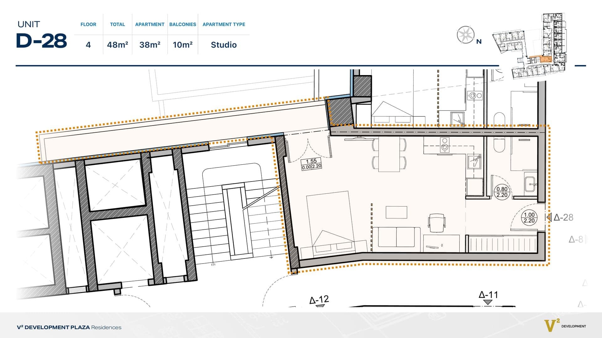 Indicative 2D floor plan — Unit D-28, V² Development Plaza
